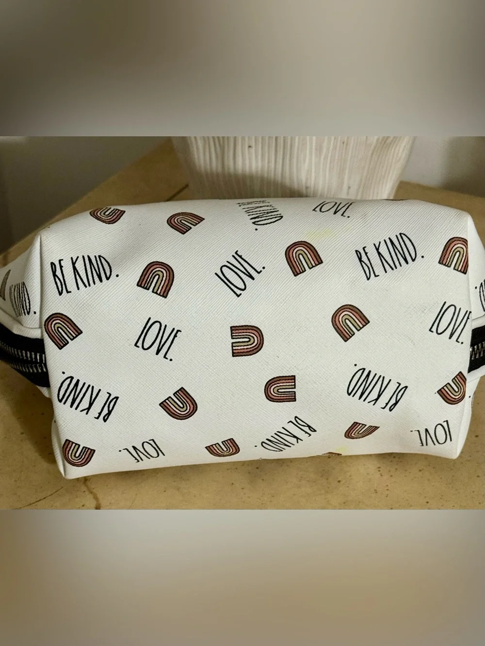 Rae Dunn Love/Be Kind Cosmetics Pouch NWOT
